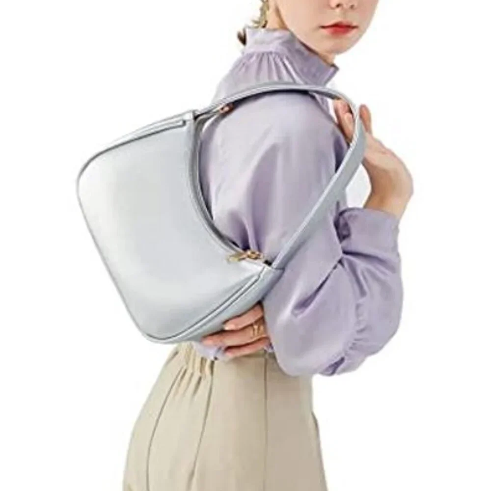 Silver Hobo Shoulder Bag Mini Vegan Leather Purse